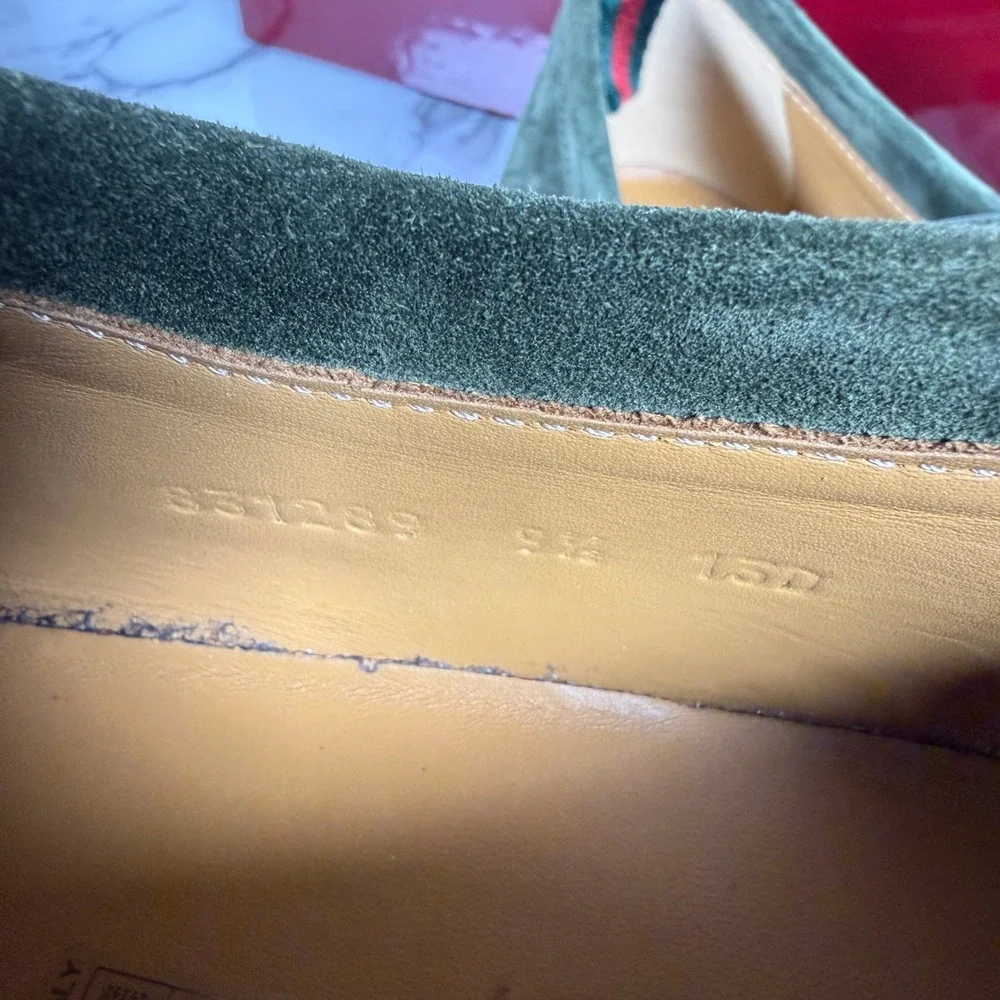 Gucci 831289 Mens GG Monogram Suede Crepe Sole Loafers Green 651289 UK 9.5